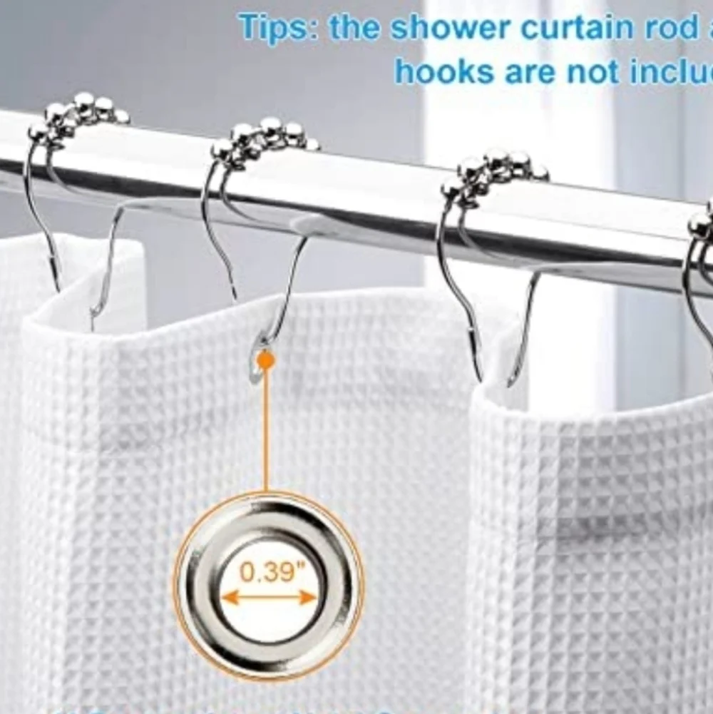 AmazerBath White Waffle Textured Shower Curtain with Spa-like Feel 72